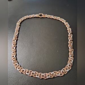 Sterling Silver And Gold Filled Byzantine Chain Maille Bracelet